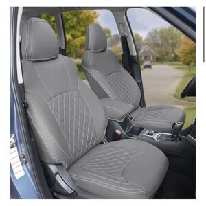 GIANT PANDA Gray Faux Leather Car Seat Covers Subaru Forester 19-24 Waterproof